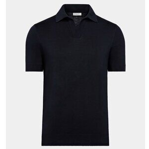 SUITSUPPLY Navy Buttonless Polo M Californian Cotton & Mulberry Silk